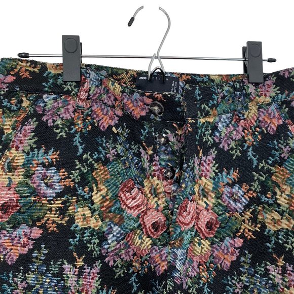 Asos Design Floral Woven Tapestry Cropped Pants - Picture 2 of 6